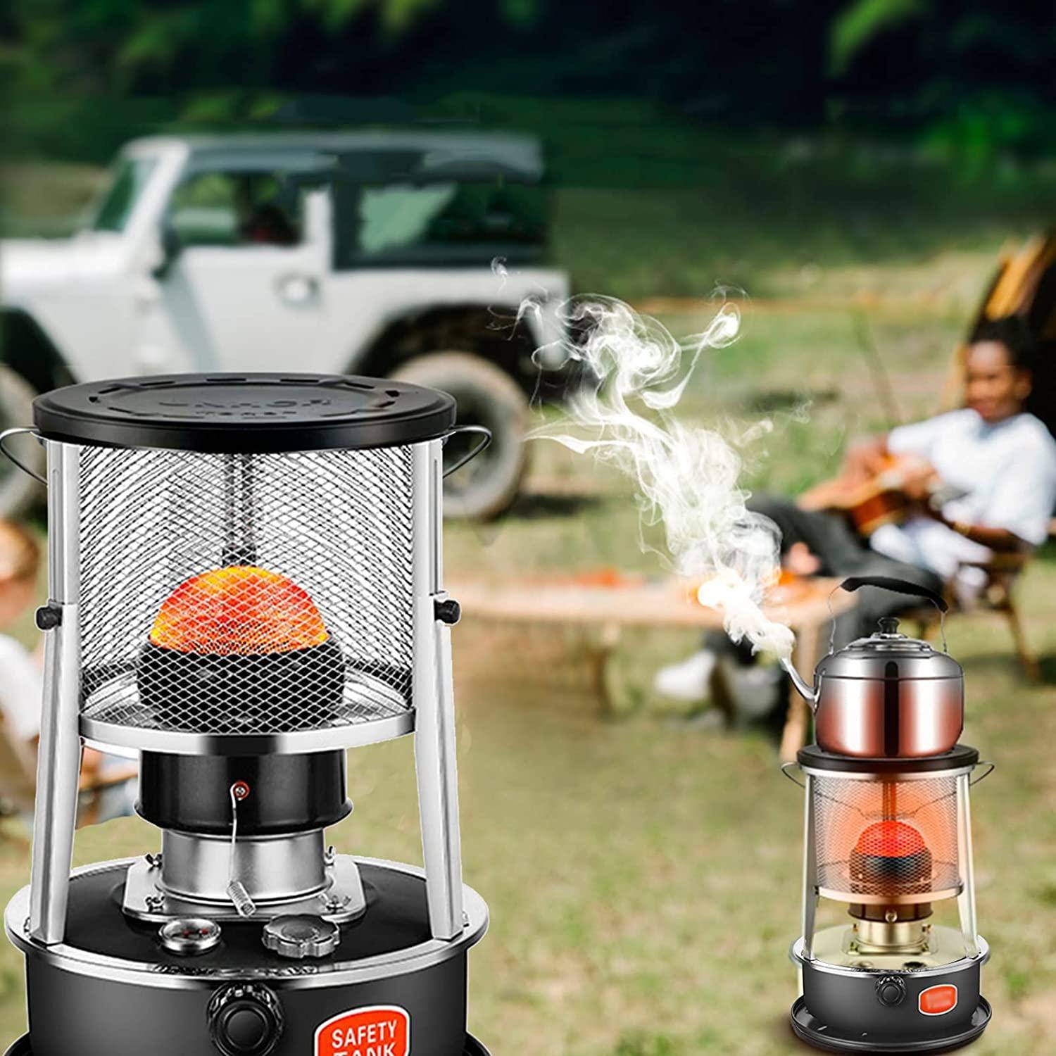 Portable Kerosene Stove Heater, Outdoor Wild Fishing Kerosene Heater, 4.5L Fuel Tank Capacity, 8900kcal/hour Heating Capacity, Applicable Area 15m², 33x33x46cm, Black