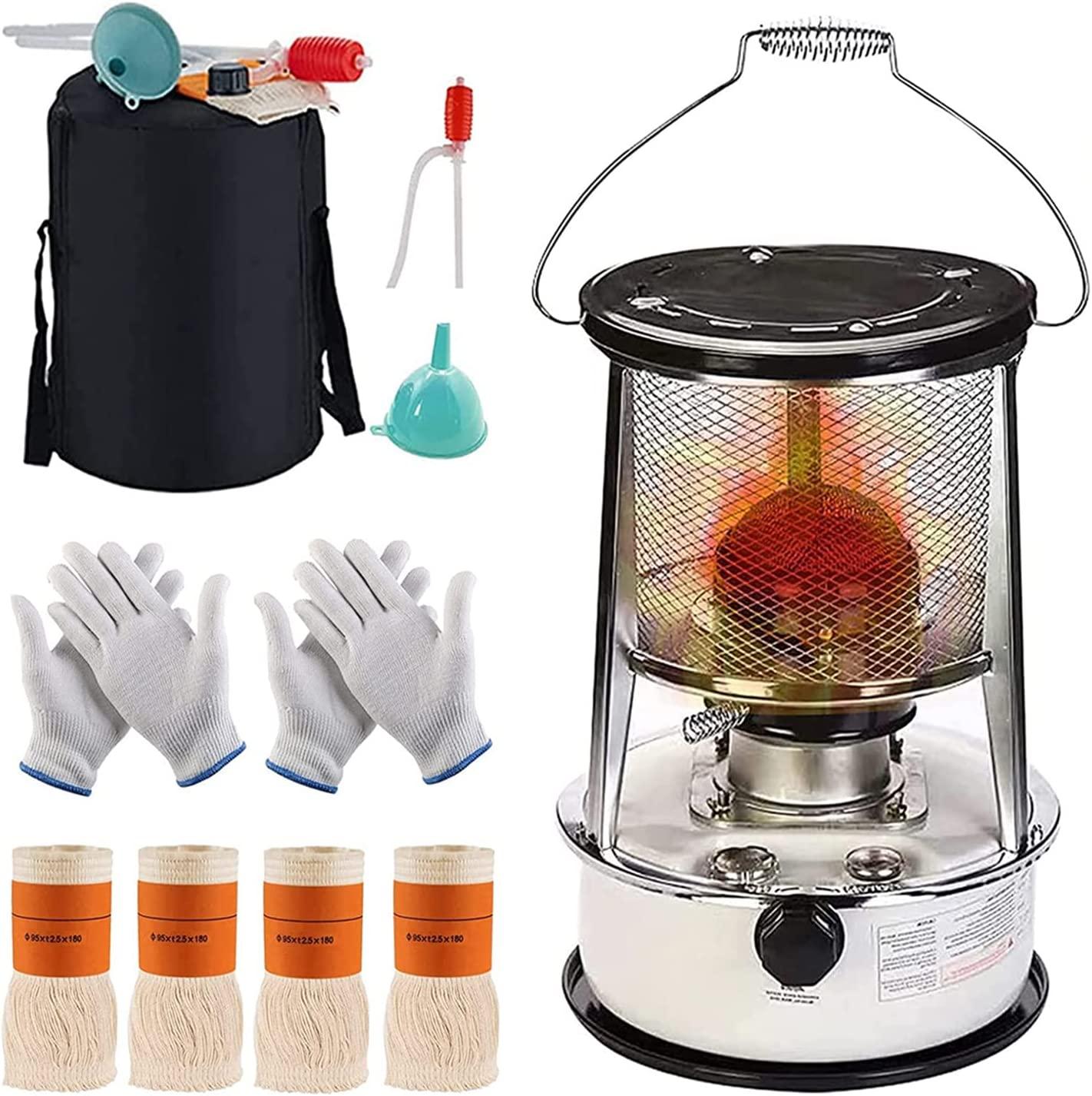 Small Petroleum Stove Petroleum Heater, Burning Time 24-30 Hours, for Cooking Camping Tent Heating, with Storage Bag 2 Gloves 4 Cotton Cores