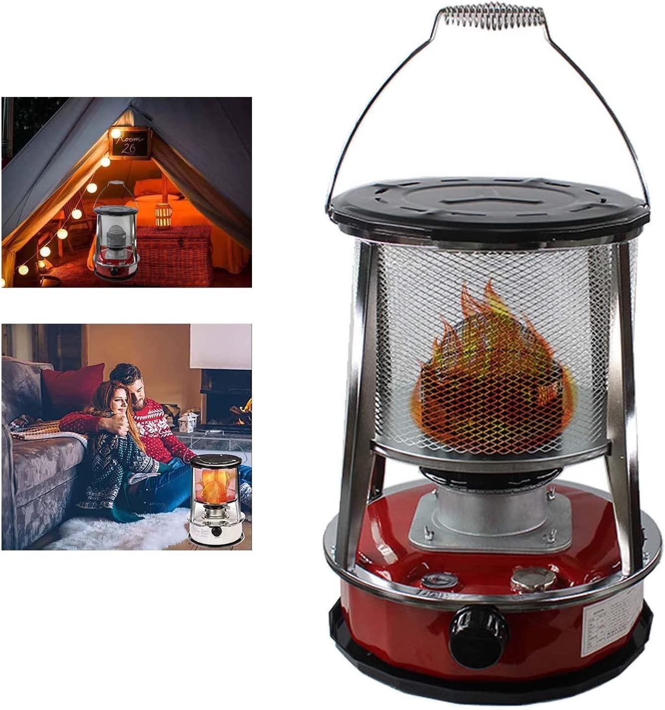 Kerosene Heater for Indoor Adjustable Flame Tent Heating Stove Without Electricity Camping Kerosene Stove with Storage Bag and 6 Wicks Portable (Size : 4.6L/Red)