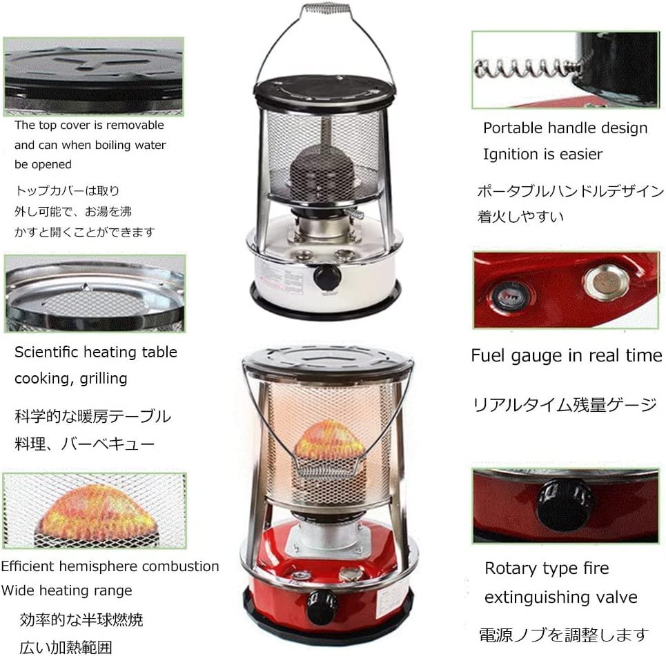 Kerosene Heater for Indoor Adjustable Flame Tent Heating Stove Without Electricity Camping Kerosene Stove with Storage Bag and 6 Wicks Portable (Size : 4.6L/Red) - Image 6