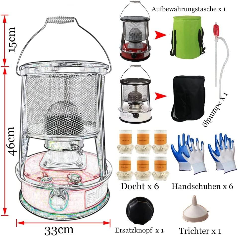 Kerosene Heater for Indoor Adjustable Flame Tent Heating Stove Without Electricity Camping Kerosene Stove with Storage Bag and 6 Wicks Portable (Size : 4.6L/Red) - Image 7