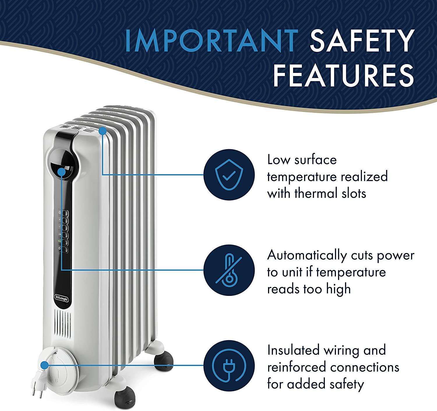 De'Longhi Radia S Eco Digital Full Room Radiant Heater, 15"w x 6"d x 25"h, Light Gray - Image 3