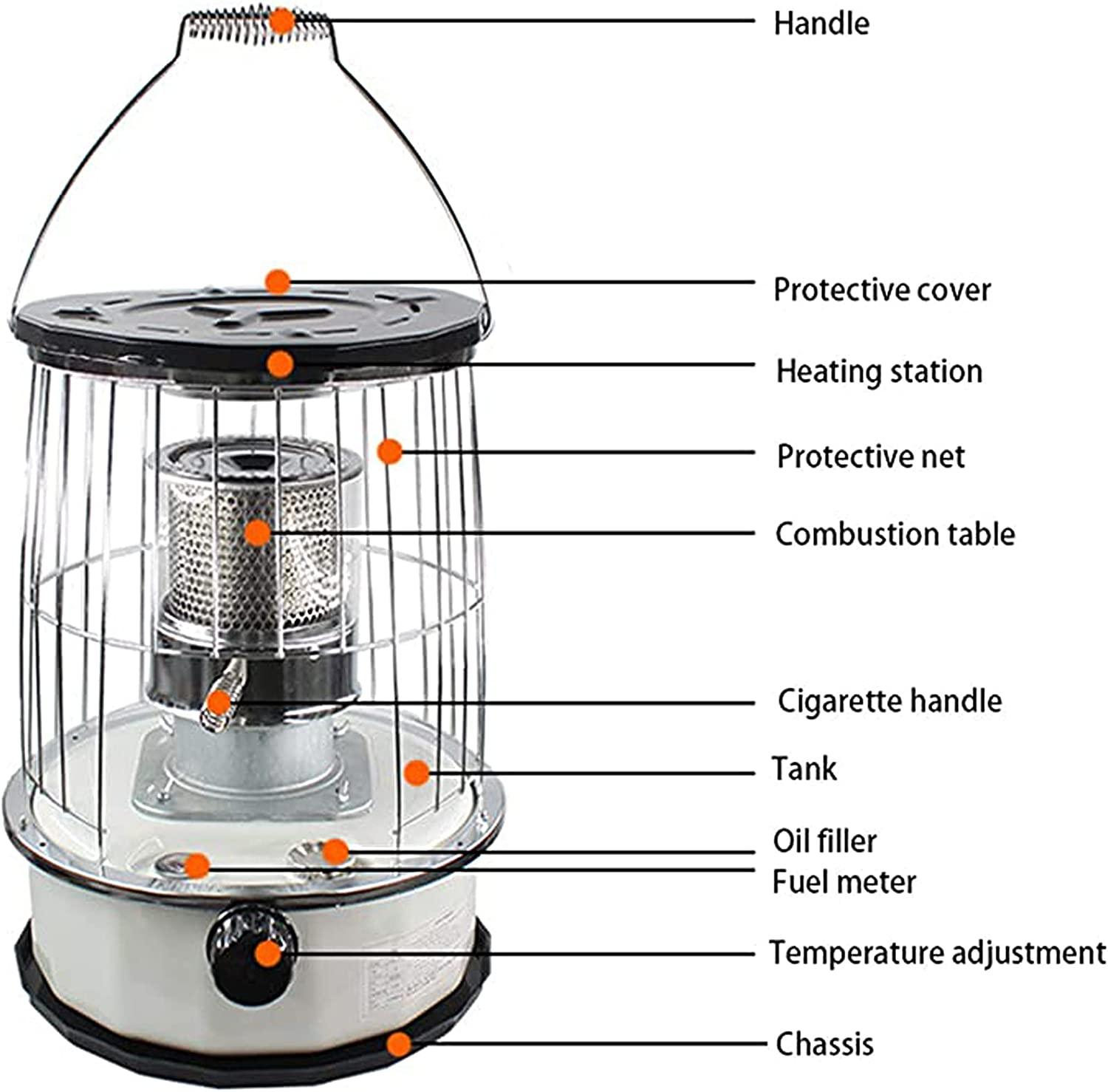NaoSIn-Ni Kerosene Stove Heater, for Indoor Camping, Lightweight Portable Stainless Steel Oil Heater Glass Burner for Outdoor Patio Refined - Image 3