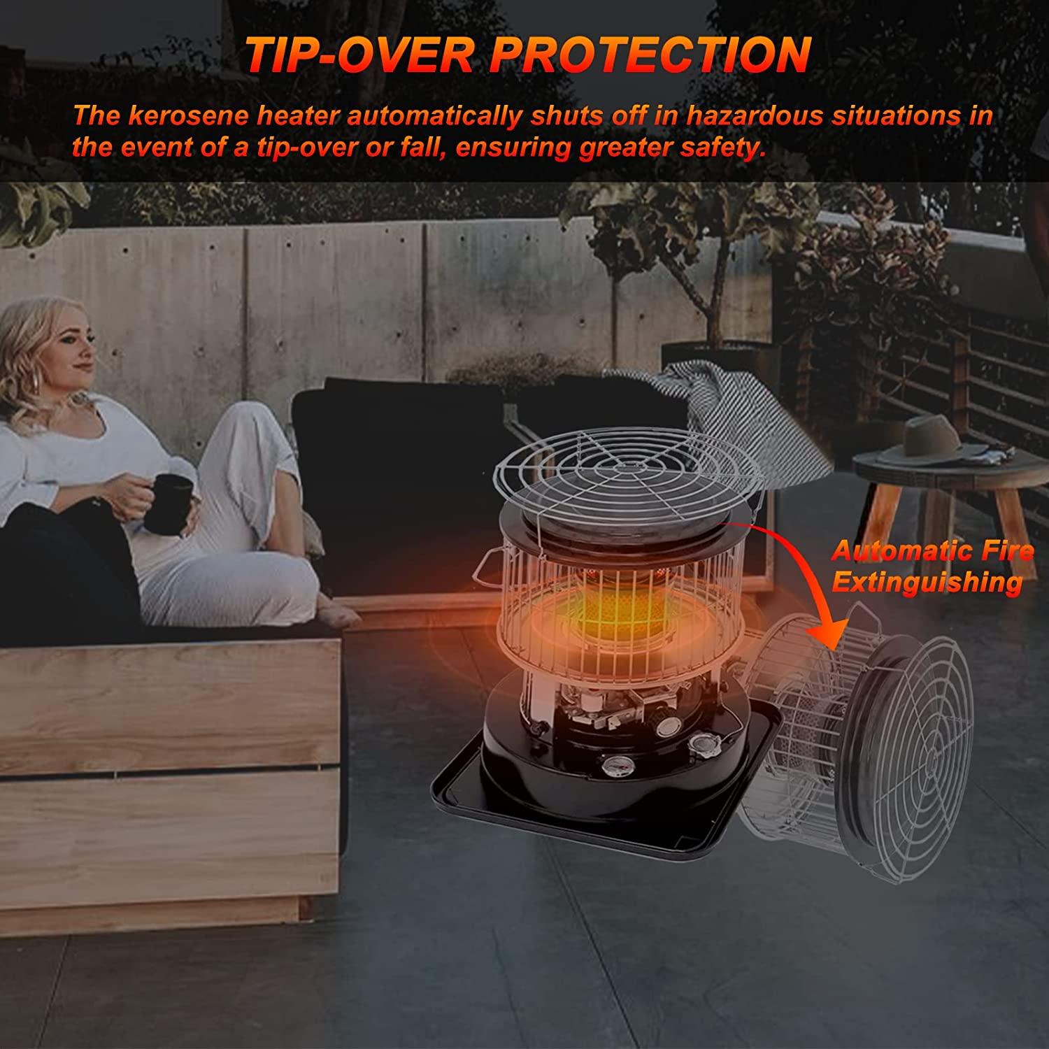 Kerosene Heater for Indoor/Outdoor Use Non Electric, Portable Heater with Anti-Tilt and Safety Shut-Off, 3 Wick, 2600W Small Kerosene Space Heaters, Kerosene Stove for Patio, Fishing, Tent Heater - Image 5