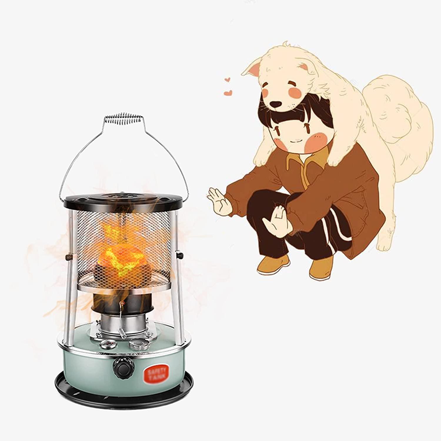 GQJNHUI 2600W Outdoor Kerosene Heater,Kerosene Stove,Camping Stove Cooking Liftable Safety Cover,High Temperature Resistant Material,Outdoor Cooking,Ice Fishing (Color : Lake Blue)