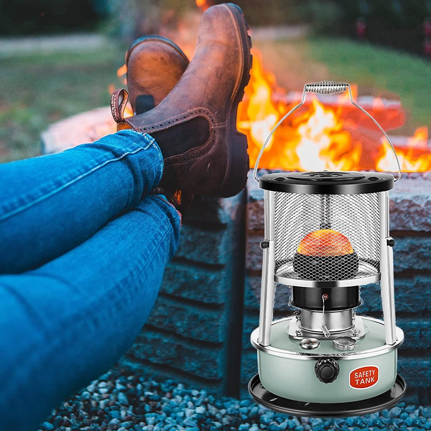 GQJNHUI Kerosene Heater Camping Stove,2600W Liftable Kerosene Stove,No Electric Portable Heater,Adjustable Flame,360° All-Round Heating,Ice Fishing (Color : Lake Blue)