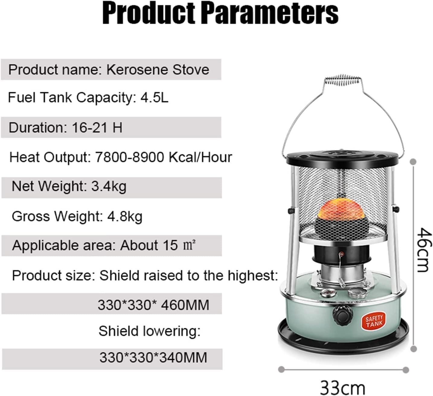 Kerosene Stove Outdoor Cooking,2600W Portable Kerosene Heater,Non-electric Outdoor Heater,Adjustable Flame,360° All-round Heating,Outdoor Camping,Ice Fishing,Hiking,330*330*460MM ( Color : Black ) - Image 6