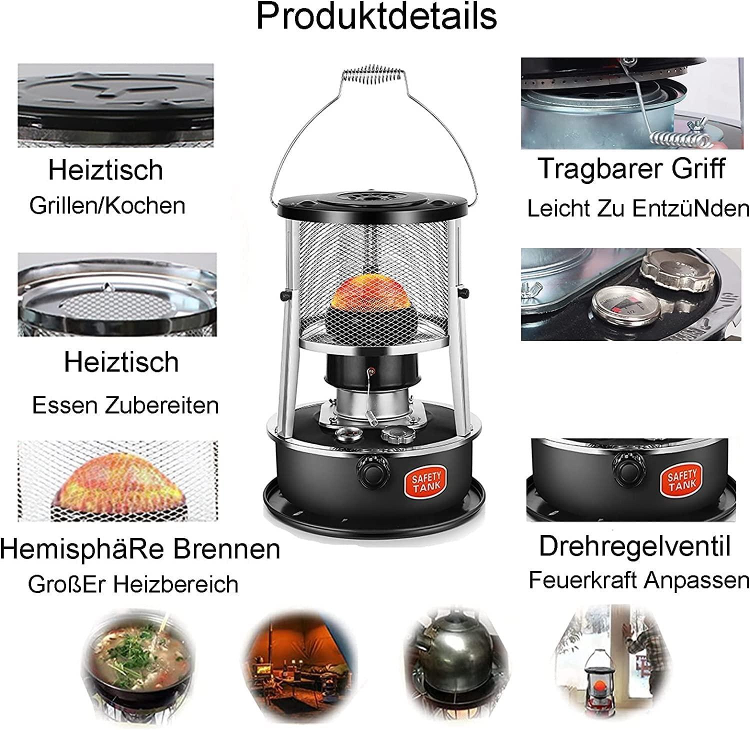 4.6L Portable Kerosene Heater, Efficient Kerosene Heater, Indoor Kerosene Stove with Fall Protection with 2 Wicks, Kerosene Heater with Automatic Extinguishing for Indoor Tent Heating, Camping - Image 5