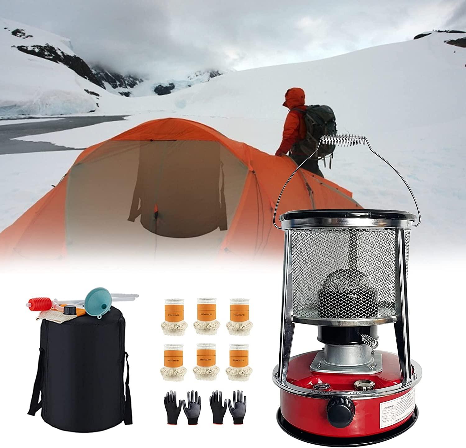 Stove Heater Burner Home Space Heater Kerosene Stove for Camping Kerosene Heater with Overheat Protection Camping Burner Glass Burner Tent Heater 4.6L Red (Color : Red-4.6L)