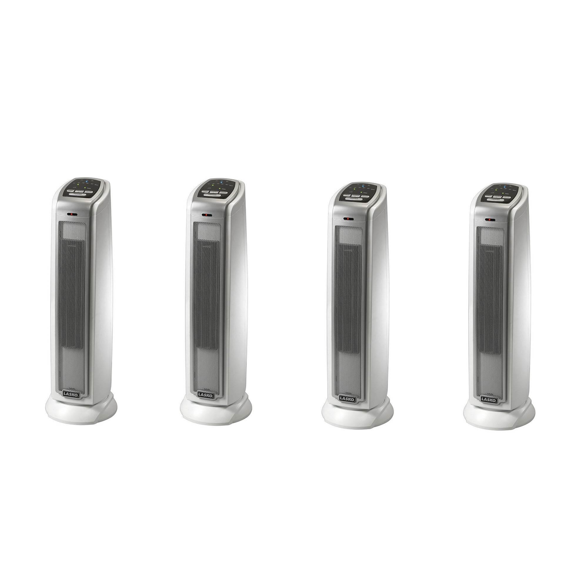 Lasko 1500W Portable Electronic Thermostat Ceramic Tower Space Heater (4 Pack)
