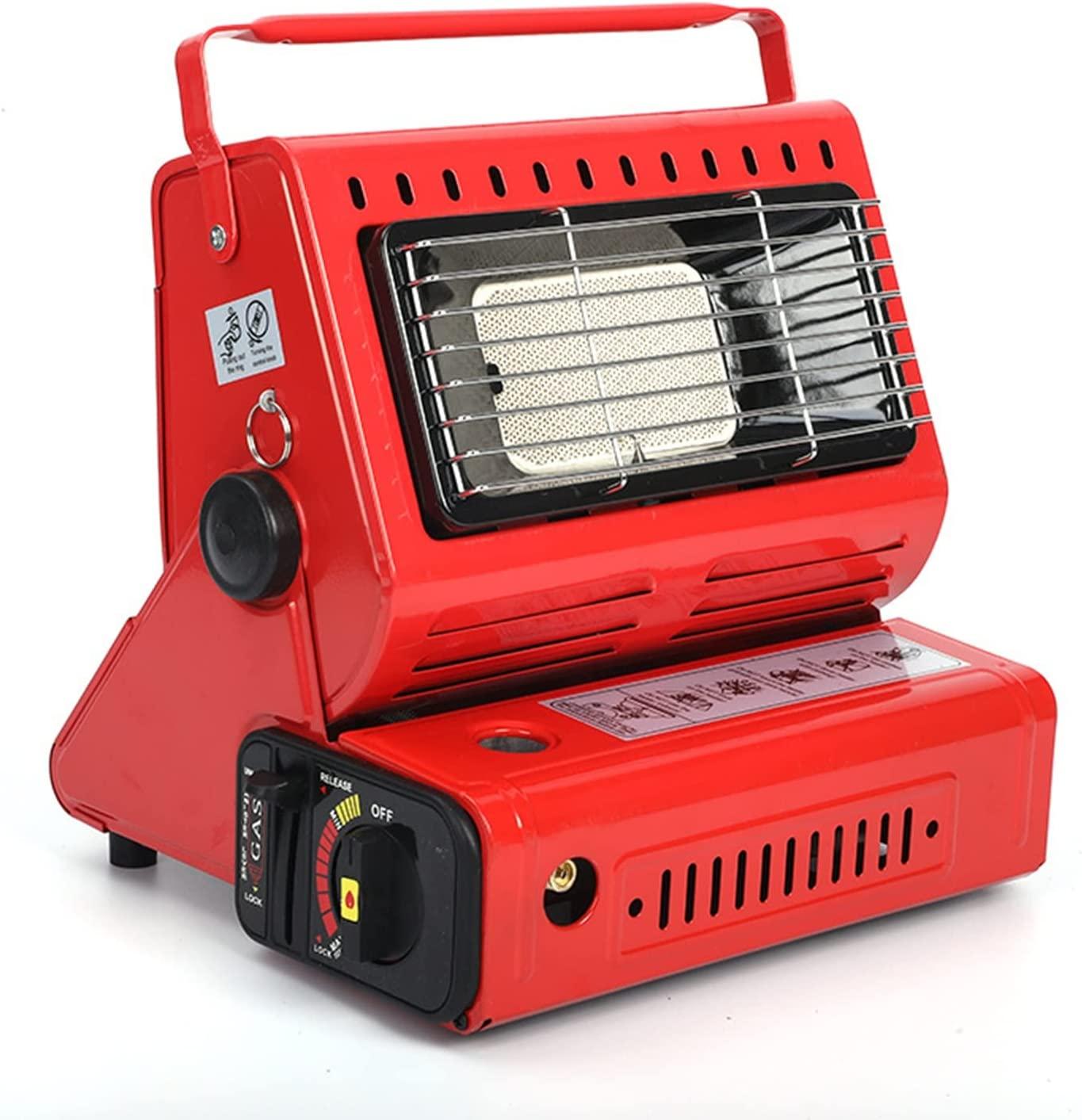 Red Butane Gas Heater Ceramic 2 in 1 Burner Warmer,Portable Butane Gas Heaters, Multifunctional Butane Space Heaters with Portable Handle,for Caravan Camping, Outdoor Heating, Fishing
