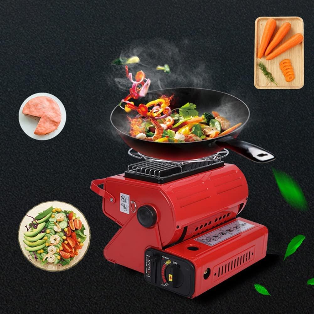 Red Butane Gas Heater Ceramic 2 in 1 Burner Warmer,Portable Butane Gas Heaters, Multifunctional Butane Space Heaters with Portable Handle,for Caravan Camping, Outdoor Heating, Fishing - Image 3