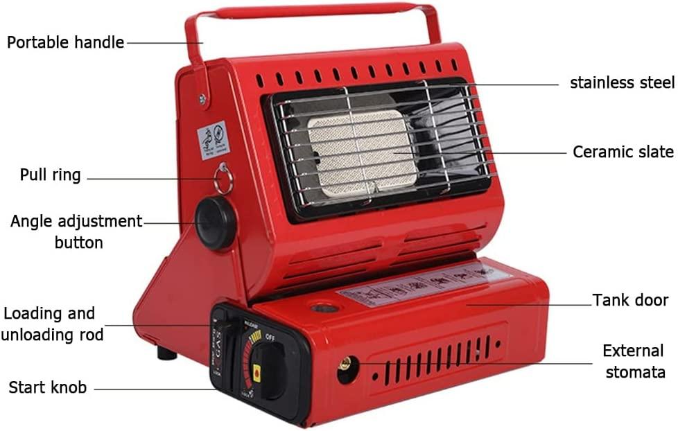 Red Butane Gas Heater Ceramic 2 in 1 Burner Warmer,Portable Butane Gas Heaters, Multifunctional Butane Space Heaters with Portable Handle,for Caravan Camping, Outdoor Heating, Fishing - Image 4
