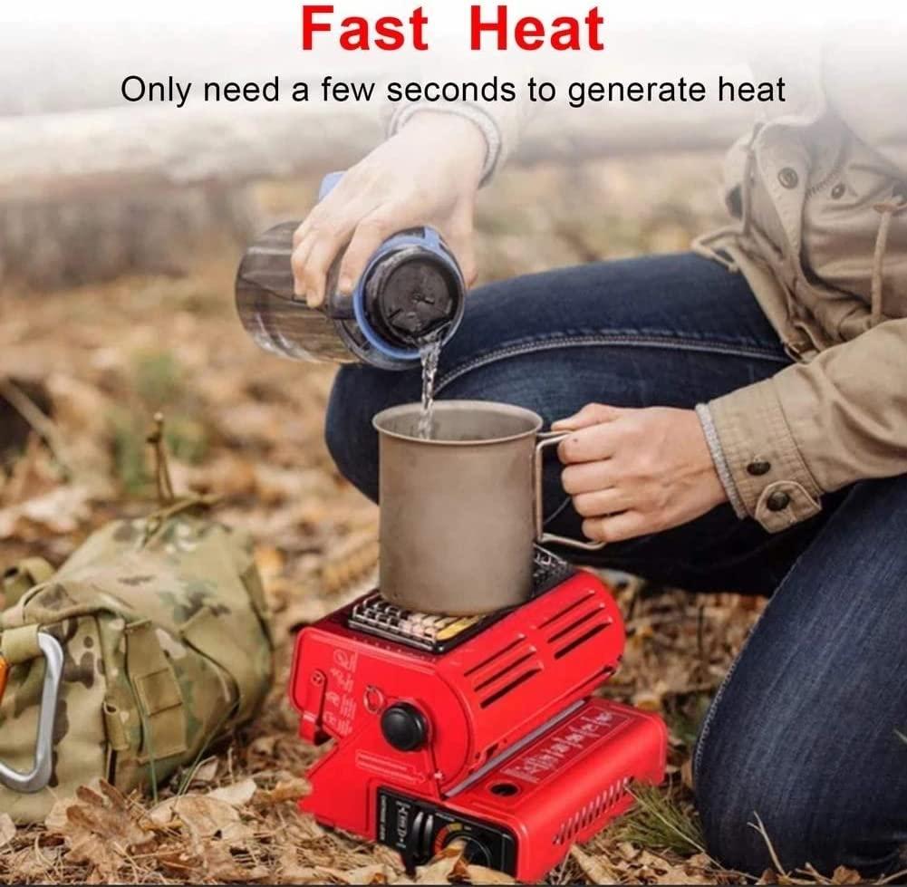 Red Butane Gas Heater Ceramic 2 in 1 Burner Warmer,Portable Butane Gas Heaters, Multifunctional Butane Space Heaters with Portable Handle,for Caravan Camping, Outdoor Heating, Fishing - Image 6