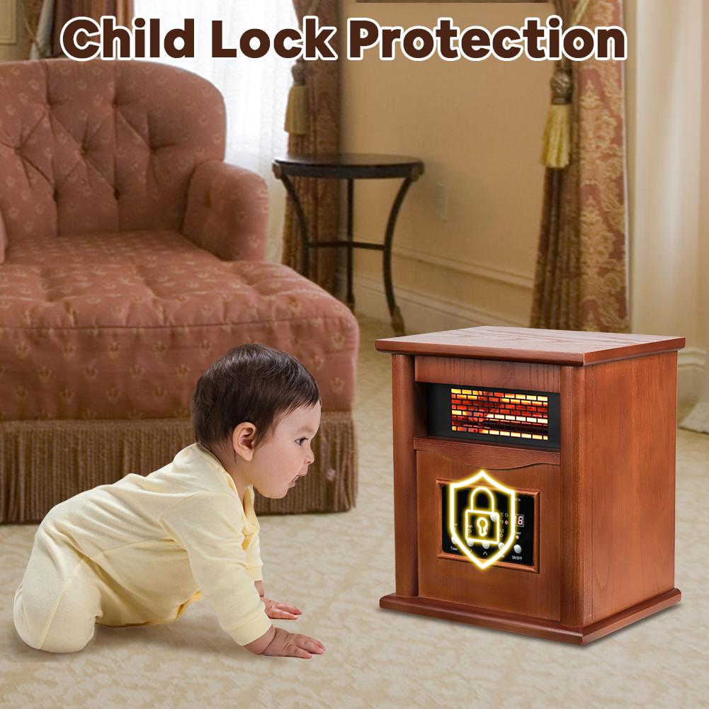 LifePlus 1500W Electric Infrared Quartz Indoor Space Heater W/ LED Digital Screen, Remote Control, 12H Timer - Image 4