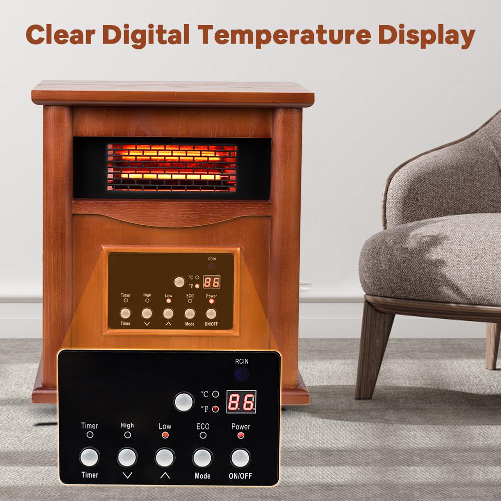 LifePlus 1500W Electric Infrared Quartz Indoor Space Heater W/ LED Digital Screen, Remote Control, 12H Timer - Image 6