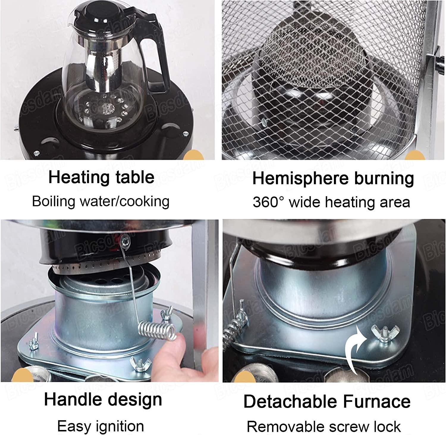 Bicsdam Lightweight Kerosene Space Heater, Efficient Kerosene Stove Heater, Oil Heater Glass Burner, 2600W Kerosene Stove Burner Adjustable Flame, for Outdoor Camping, Winter Fishing (Color : White) - Image 4