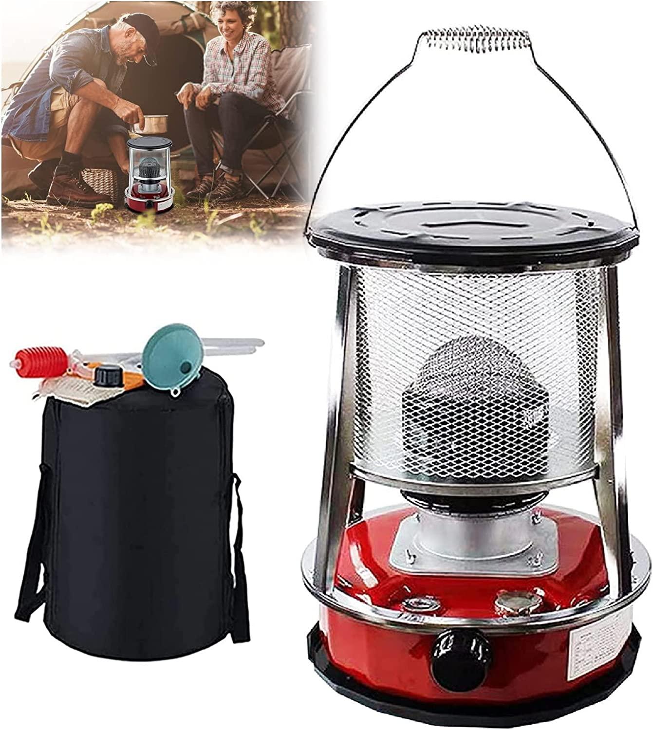 Kerosene Heaters for Camping, Indoor Heater with Stove Bag 4.6L/6L Kerosene Heater Stove Low Power Consumption 3000W (Color : Red 4.6L)