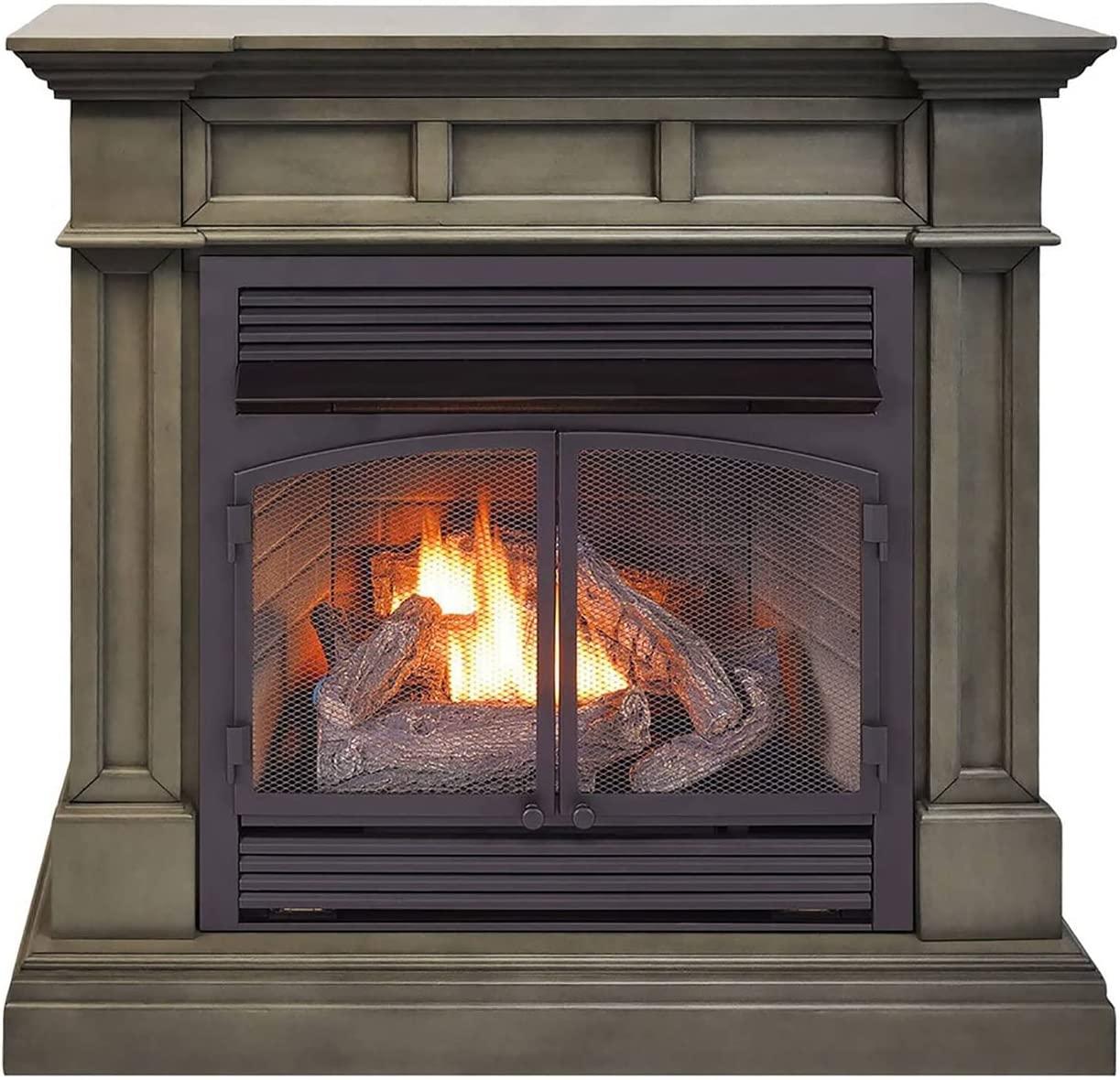 ProCom Dual Fuel Vent Gas Fireplace System - 32,000 BTU, Temperature Control, Slate Gray Finish - Model# FBNSD400T-2GR
