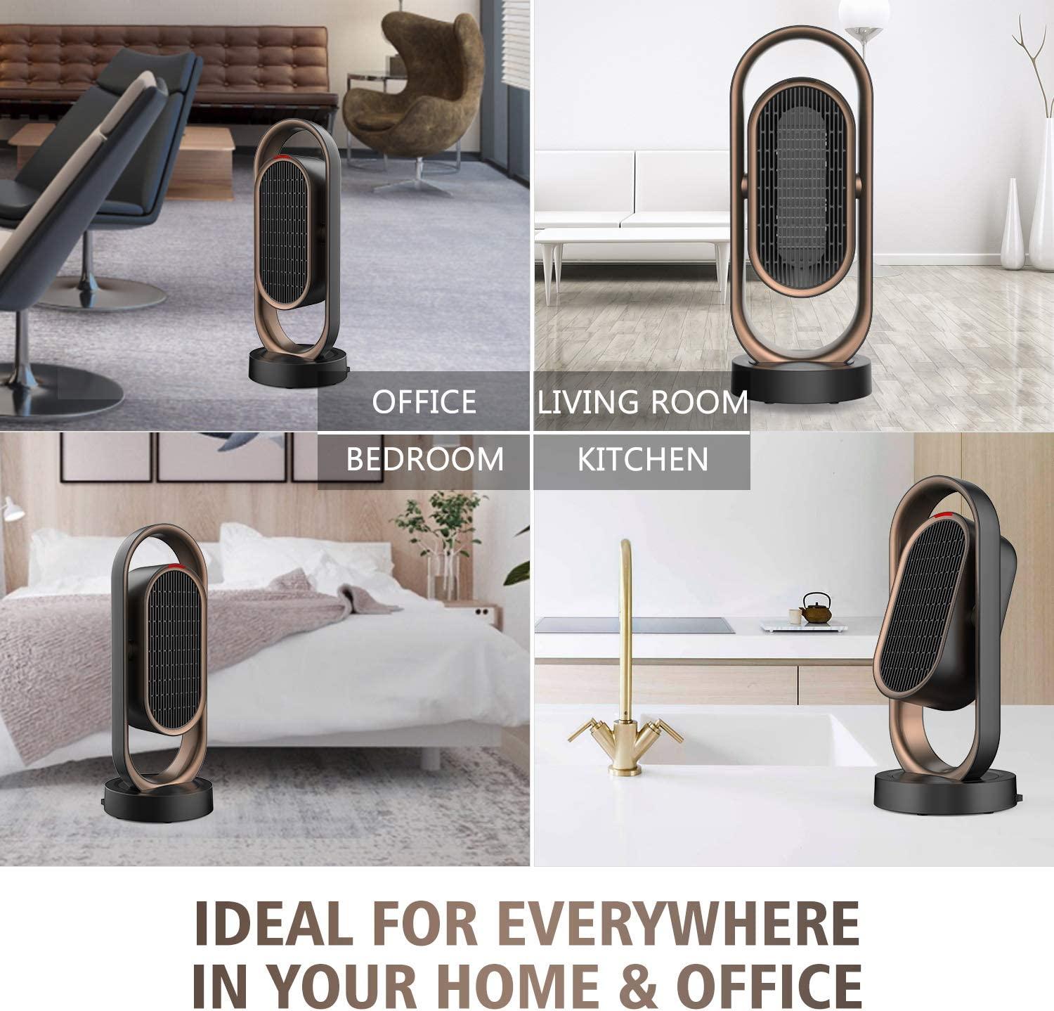 Space Heater for Home &Office - Ceramic Quiet Tower Heater 1 Seconds Heat Up Portable Small Personal Heater for Office Desk with 3 Temperature Modes,Oscillating Heater Fan for Home, Indoor Use - Image 6