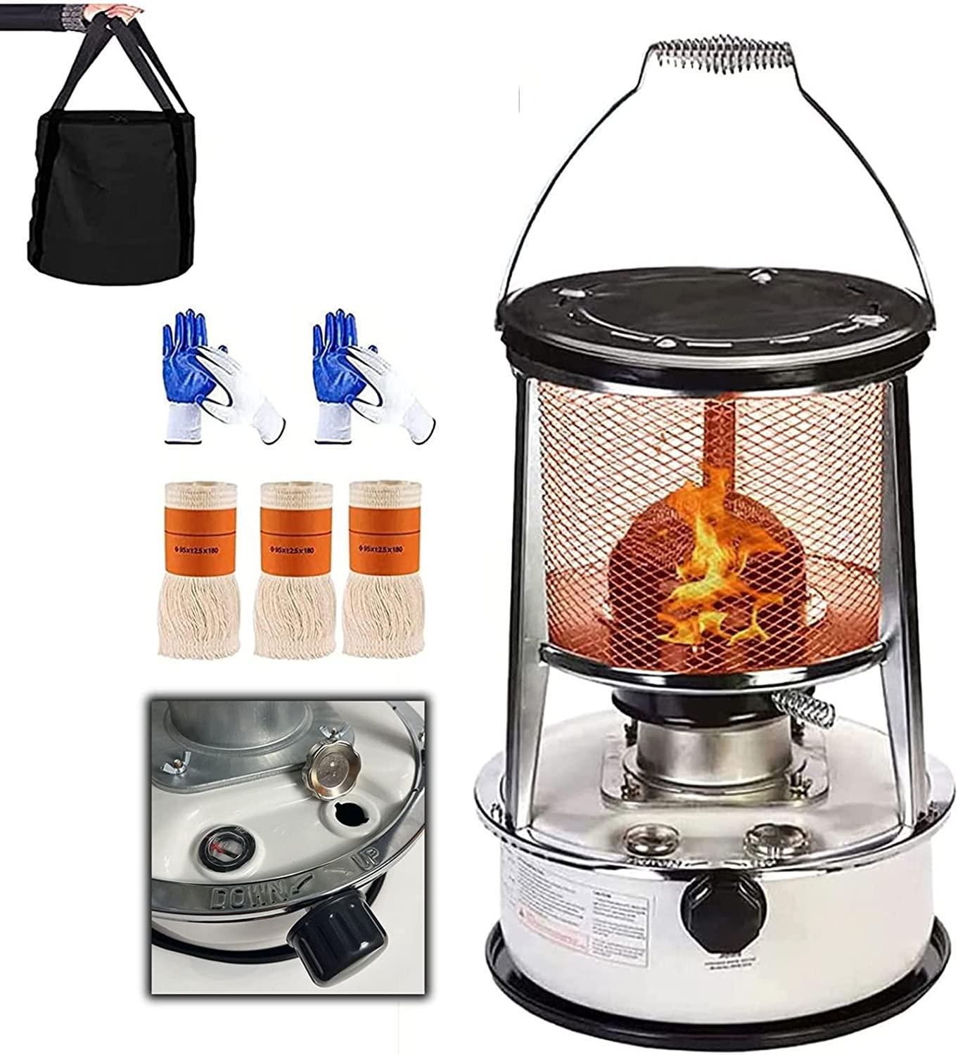 6L Indoor Kerosene Stove Burner, Mobile Tent Heater Radiant Heater with Automatic extinguishing and 3 Wicks, Large Efficient Oil Heaters