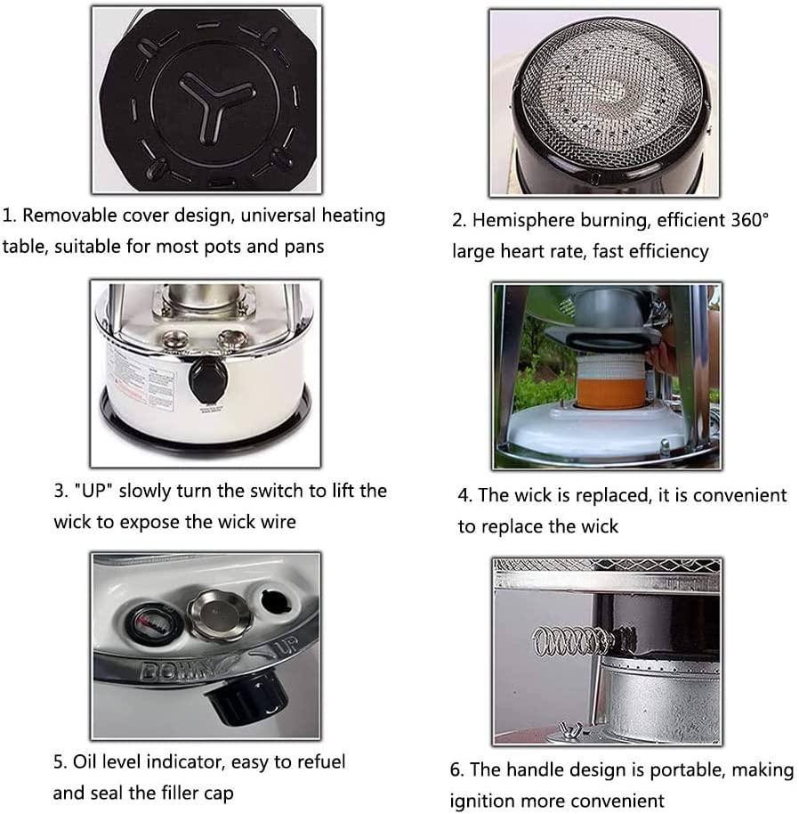 Kerosene Stove Heater Tent Heater, Mobile Heating Without Electricity Inside, Oil Heaters with 3 Wicks, for Indoor Outdoor Patio Camping, 6L - Image 3