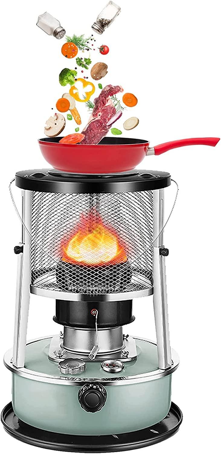 Outdoor 4 Wicks Kerosene Stove Burner 4.5L Camping Oil Heaters Portable Indoor Kerosene Convection Heater Height Adjustable Non Electric, Adjustable Flame, for Cooking Deck Heating