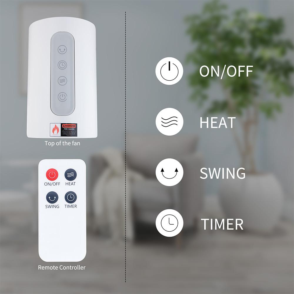 Yipa Portable Heating Tower Instant Space Heater Overheating Protection White Heaters Fan 1500W Whole Room Bedroom Home - Image 8