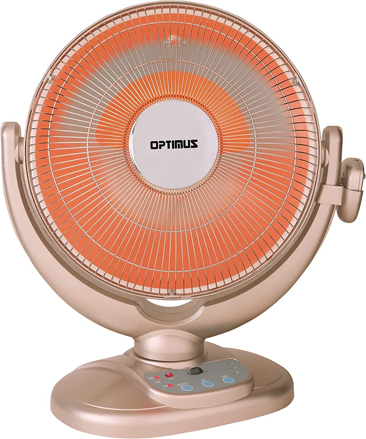 Optimus 14" Oscil Dish Remote Control Heater, Silver
