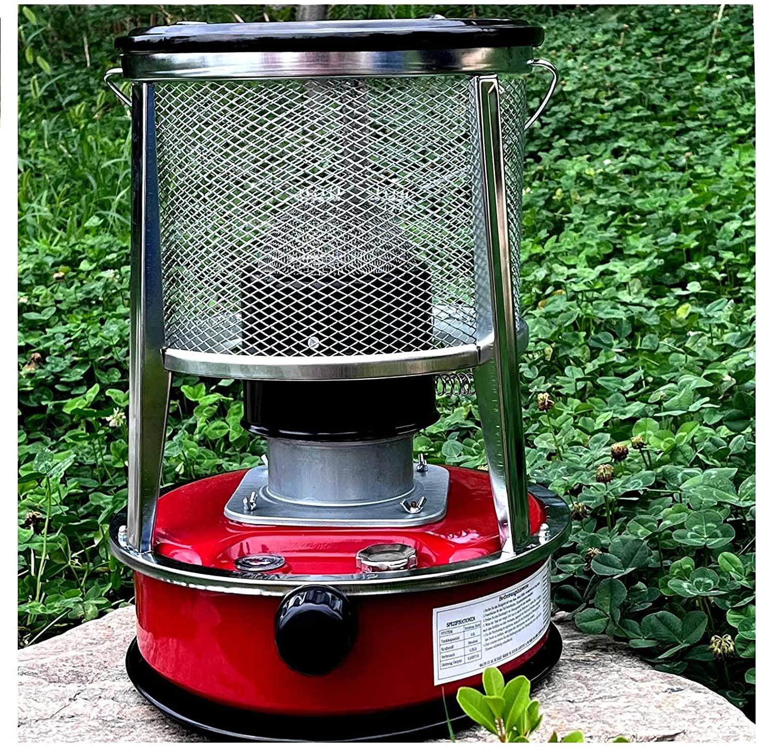 4.6L Portable Kerosene Heater Stove Emergency Space Heaters for Winter, Indoor Outdoor Energy-Saving Multifunctional Stove Burner, 360° Surround Fast Heating (Color : Red, Size : 4.6L+7 Wicks)