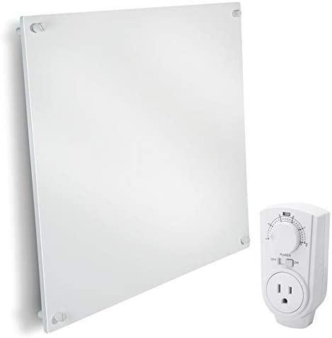 EconoHome Wall Mount Space Heater Panel - with Thermostat - 400 Watt Convection Heater - Ideal for 120 Sq Ft Room - 120V Electric Heater - Overheat Protection