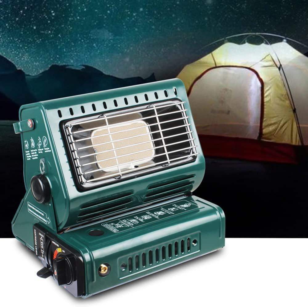 HXSM Camping Heaters for Tents, Portable Gas Heaters for Outdoor Indoor Use, Lightweight Butane Heater 1300W Space Heater for Caravan - Green
