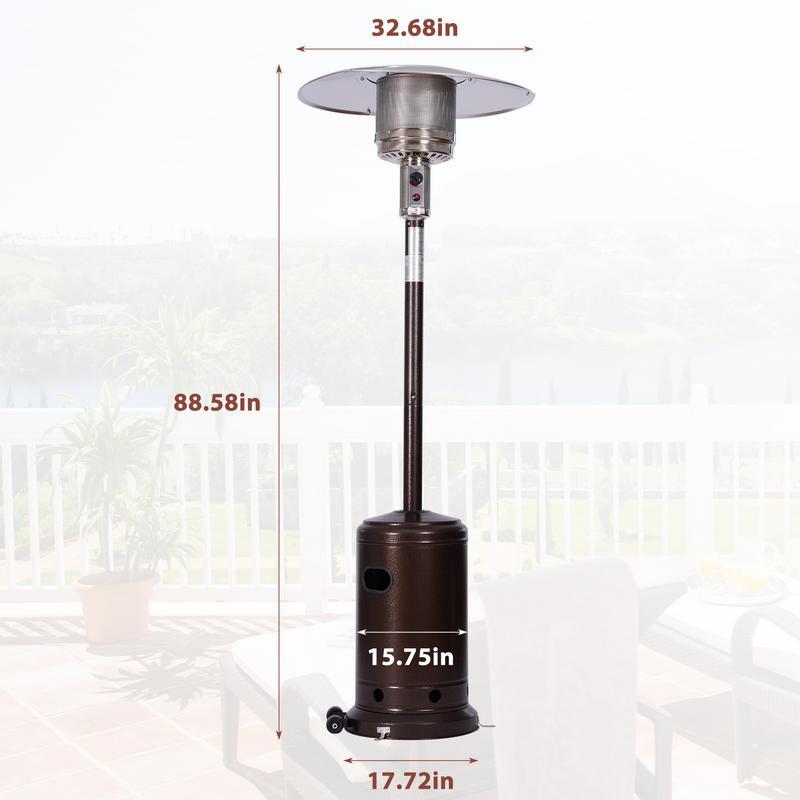 Henpone Outdoor Gas Heater,Portable Heater,88 Inches Tall Premium Standing Patio Heater,With Auto Shut Off And Simple Ignition System,Wheels And Base Reservoir