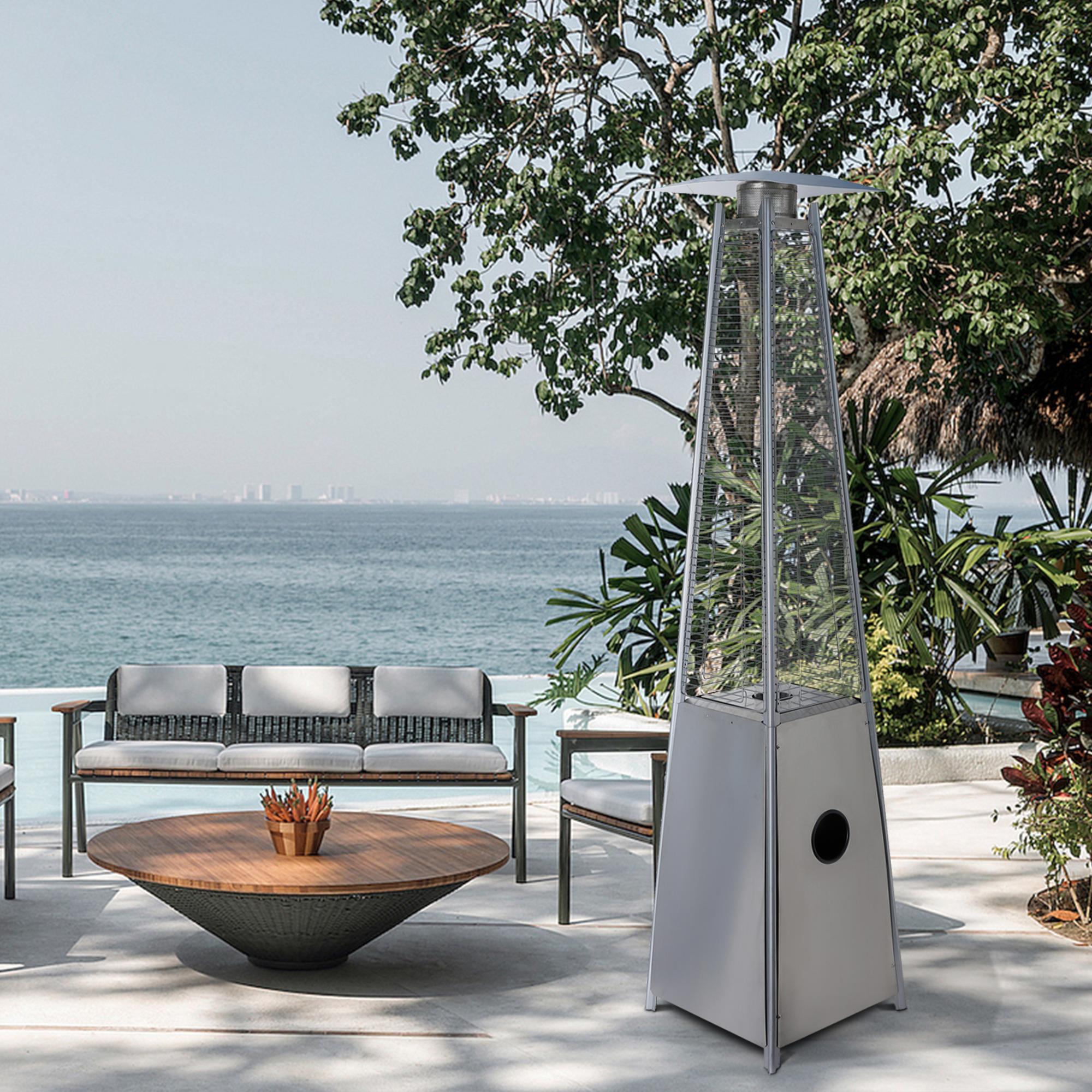 Clearance! Pulse ignition Iron Glass Tube Pyramid Outdoor 40000BUT Pyramid Flame Heater