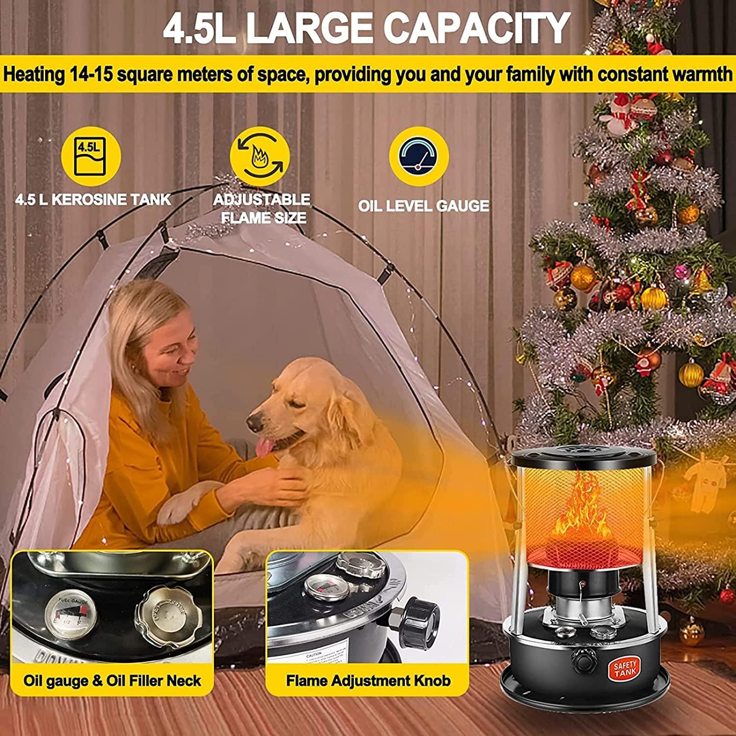 Kerosene Stove with Automatic Flameout, 4.5L Kerosine Capacity,Camping Tent Heater Stove, Portable Oil Heater, Emergency Heating Without Electricity, Kettle Can Be Added On Top - Image 4