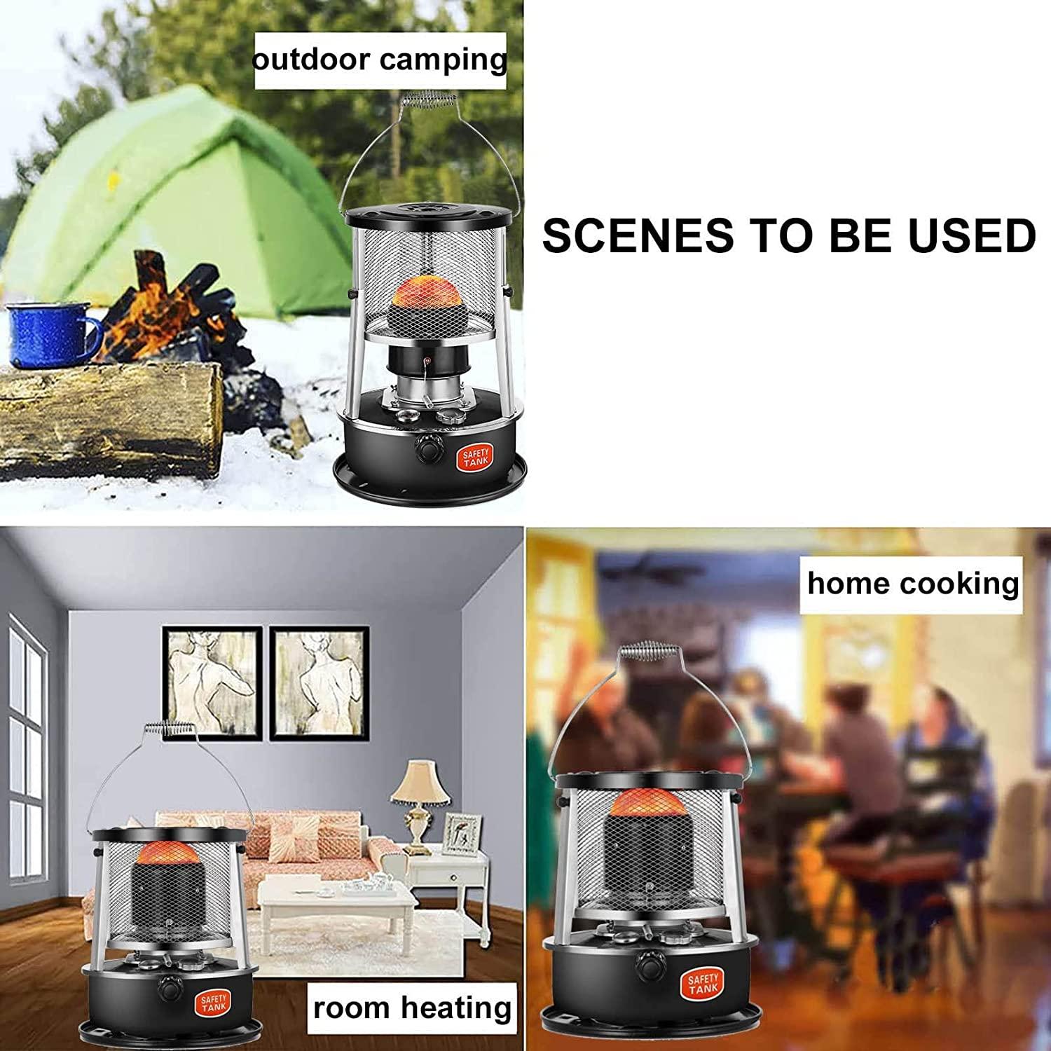 Lake Blue/Black Stainless Steel Kerosene Stove Heater, Indoor Heater Non Electric with Adjustable Protective Cover, Kerosene Space Heaters Complete Accessories, for Tent Heating Camping Cooking - Image 7