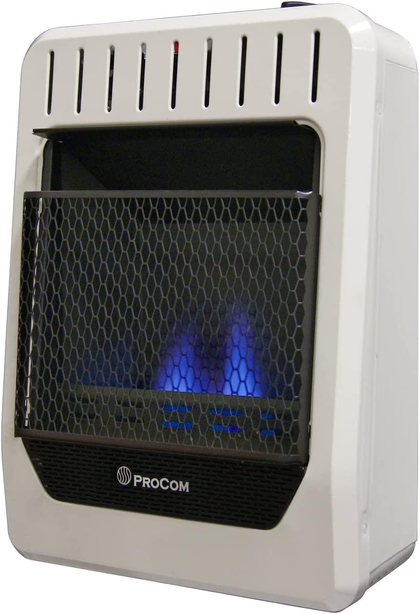 PROCOM HEATING Ventless INC MGH10BF 10,000 BTU Dual Fuel Blue Flame Gas Wall Heater, Medium, White