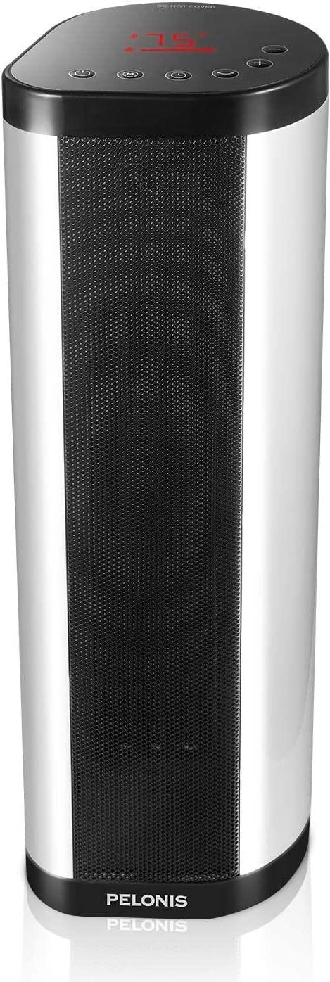 PELONIS NTH15-17BRA Portable 1500W Vertical and Horizontal Ceramic Tower Space Heater, Internal Oscillation, with Remote Control, Programmable Thermostat & 24H Timer and Overheating Protection, White