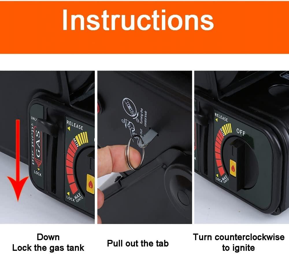 Portable Butane Heater Stove, Outdoor Warmer Propane Butane Tent Heater, 2 in 1 Propane Heater/Stove for Camping Fishing, Hiking, Fishing (Color : Black) - Image 5