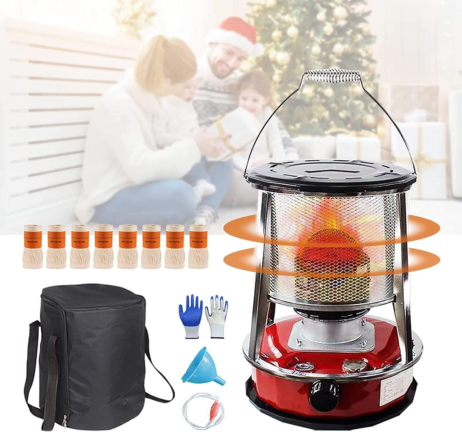 Kerosene Stove Heater with 8 Wicks and Stove Bag Lightweight Portable Oil Heater, Emergency Heater for Power Outage, Non Electric Heaters, Energy Saving and High Efficiency (Size : C-Red(4.6L))