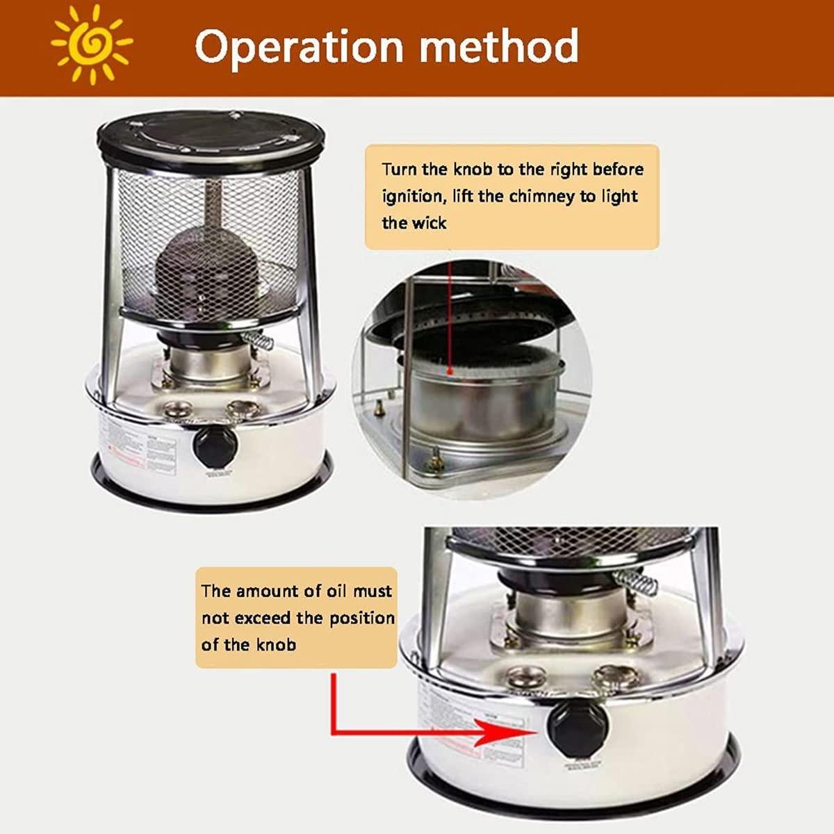 Camping Stove Kerosene Heaters White Kerosene Stove Burner 6L Emergency Stove for Indoor Outdoor Deck Office Ice Fishing Adjustable Flame and 6 Wicks Portable Heater - Image 5