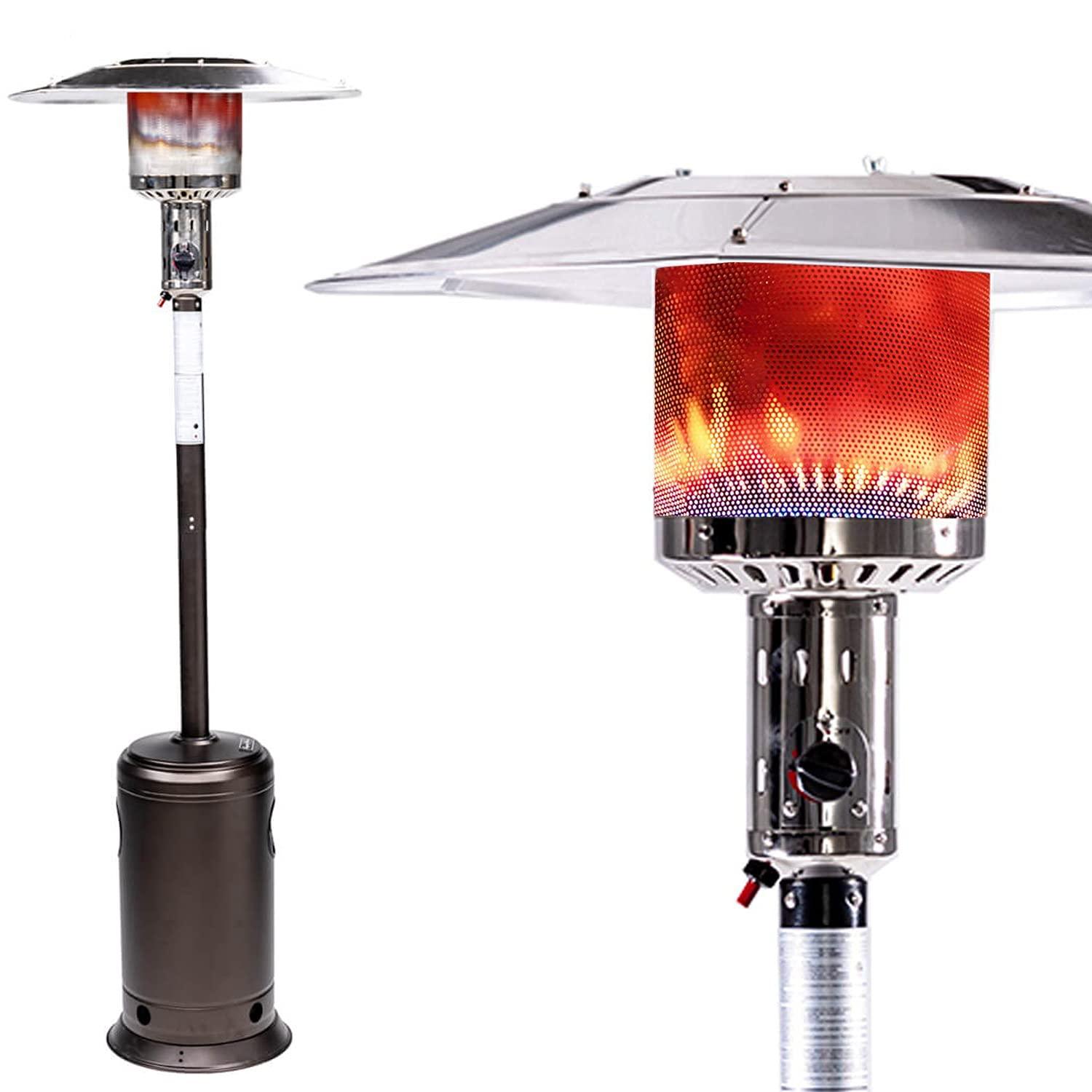 Mixfeer Outdoor Patio Propane with Portable Wheels 47,000 BTU 88 inch Standing Gas Outside Stainless Steel Commercial & Residential Hammered Black for Party Restaurant Garden Yard-Smocha