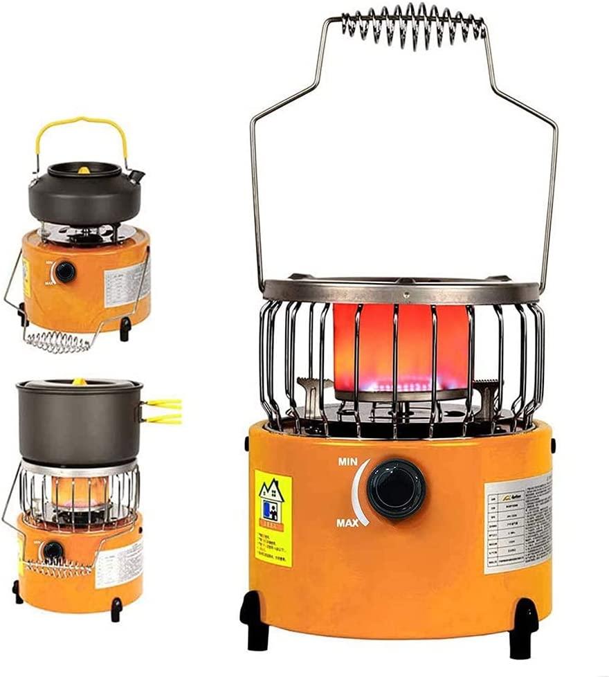 WJWA Gas Heater Portable Propane Or Butane Stove for Camping Ice Fishing Gas Heaters for The Home with Handle 2 in 1 Space Warmer (Color : Orange)