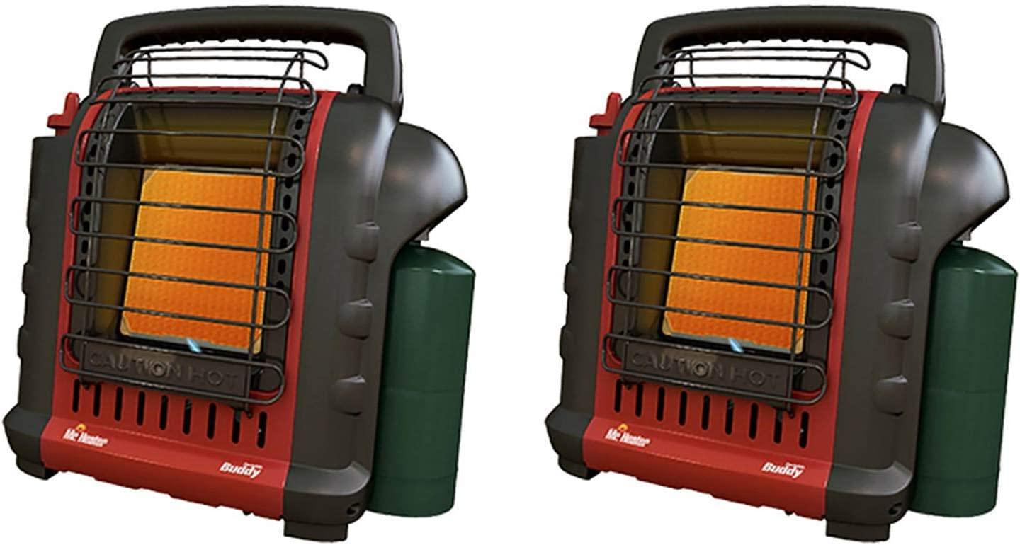 Mr. Heater MH-F232000 Portable Buddy 9,000 BTU Propane Gas Radiant Heater with Piezo Igniter for Outdoor Camping, Job Site, Hunting, and Tailgates, Red (2 Pack)