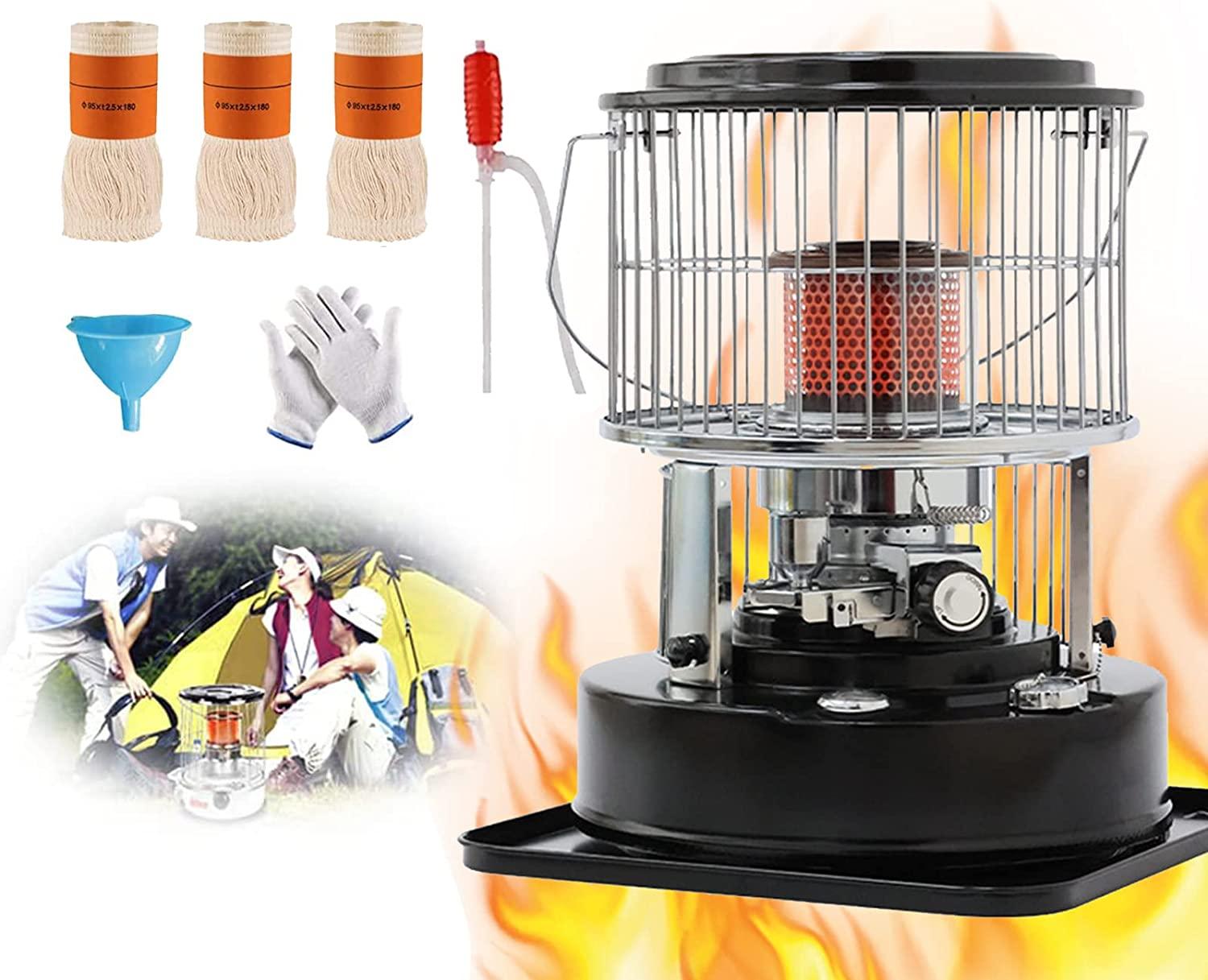 Petroleum Heater Petroleum Stove Portable Efficient Large Petroleum Stove Heater Heater with 3 Wicks, for Indoor Outdoor Patio Camping (Black A)