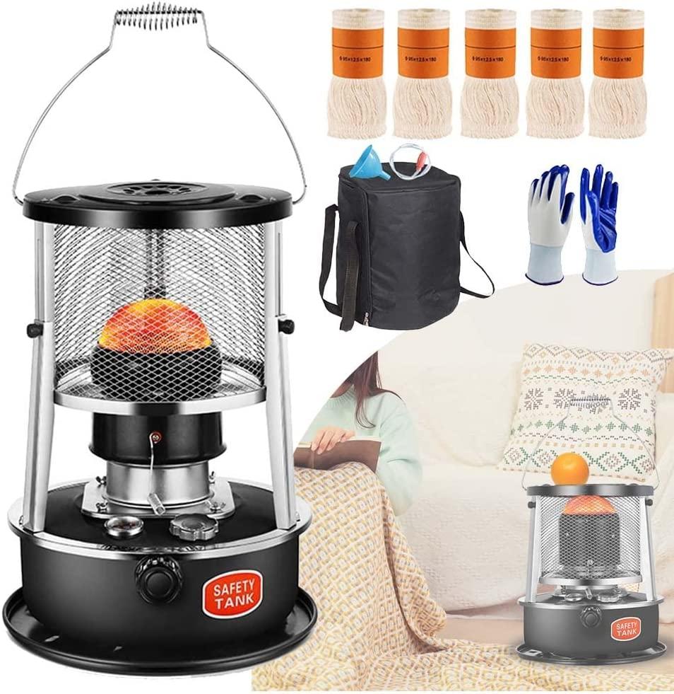 3000W Camping Kerosene Stove Burner, 33x33x46CM Outdoor Space Heater, Portable Petroleum Heater for Indoor Tent, Cooking, Emergency Patio (Color : Black 4.5L)