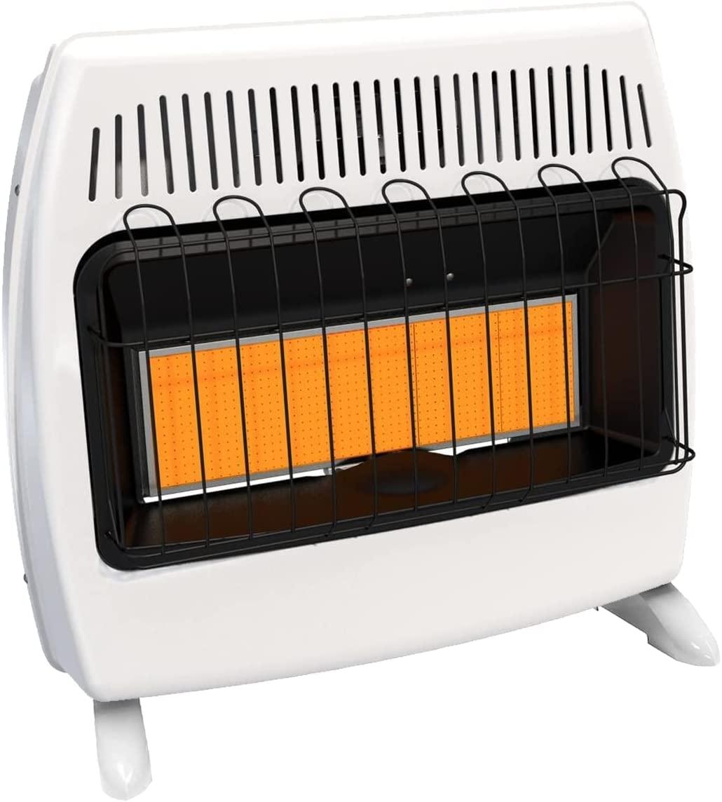 UTY 30,000 BTU Natural Gas Wall Heater, Propane Heater for Indoor Use - Dual Fuel, Vent-, with Standing Base Legs, White