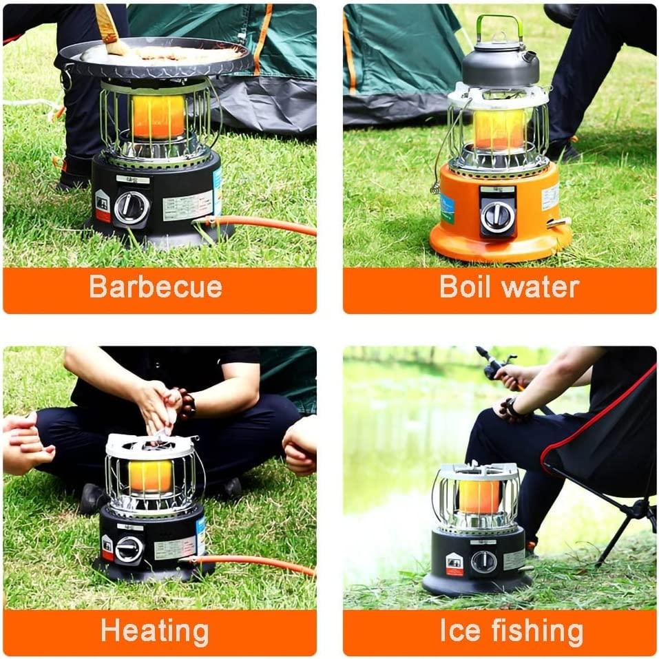 2 in 1 Camping Outdoor Propane Heater & Stove, Camping Gas Heater, 1.3kw Portable Gas Heater Outdoor Camping Fishing Caravan Outdoor Party (Color : Orange) - Image 7