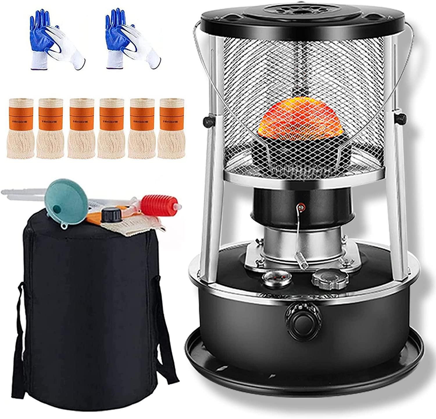 Aigoss Liftable Kerosene Heaters for Indoor Use Non Electric Emergency Heater 4.5l Lightweight Portable Camping Heater with Stove Bag, Stainless Steel Material, for Indoor Outdoor Camping Patio Deck