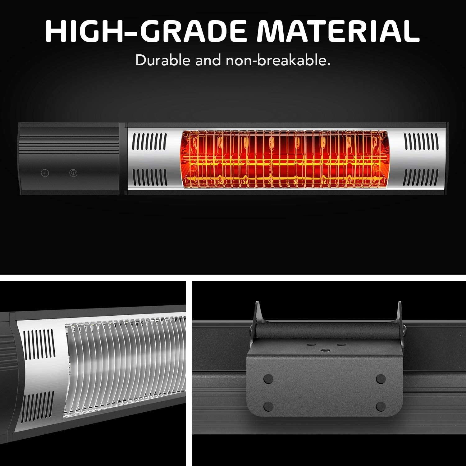 Electric Patio Heater, Outdoor Wall Mounted Heater with Remote Control and Timer, 1500W Fast Heating Heater, Indoor/Outdoor Infrared Heater, for Balcony, Courtyard, Living Room, Bedroom, D5887 - Image 3